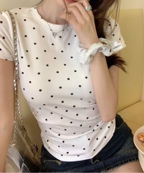 セール】ミニドット柄半袖Tシャツ（Tシャツ/カットソー）｜LADY LIKE