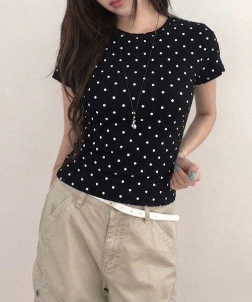 セール】ミニドット柄半袖Tシャツ（Tシャツ/カットソー）｜LADY LIKE