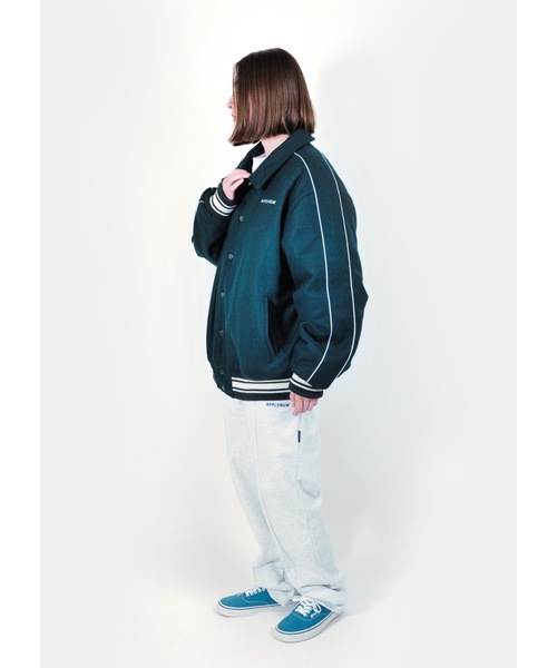 APPLEBUM（アップルバム）の「Collared Melton Stadium Jacket（ブルゾン・メンズ・ネイビー/グリーン・MEDIUM/LARGE/X-LARGE）」の17枚目の写真
