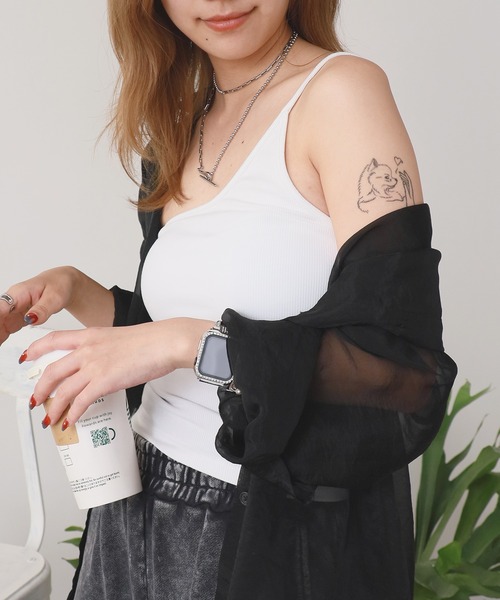 ROOPTOKYO(ループトウキョウ)の「One-shoulder camisole / カップ付き ワンショルダー 華奢ストラップ キャミソール(キャミソール・レディース・ホワイト/グレー/ブラック・FREE)」の2枚目の写真