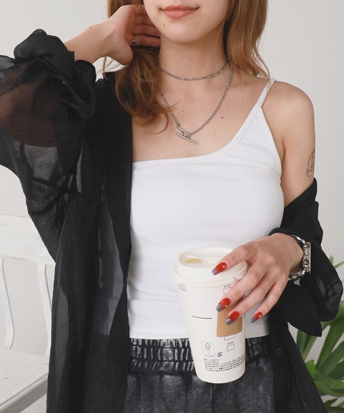 ROOPTOKYO(ループトウキョウ)の「One-shoulder camisole / カップ付き ワンショルダー 華奢ストラップ キャミソール(キャミソール・レディース・ホワイト/グレー/ブラック・FREE)」の14枚目の写真