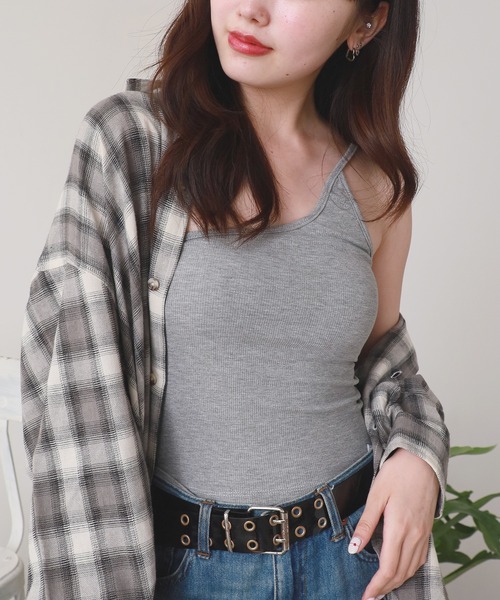 ROOPTOKYO(ループトウキョウ)の「One-shoulder camisole / カップ付き ワンショルダー 華奢ストラップ キャミソール(キャミソール・レディース・ホワイト/グレー/ブラック・FREE)」の11枚目の写真
