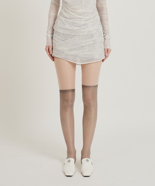 Seivson(セイヴソン)の「【Seivson】Cyber Muse Sheer Ruched Mesh Shorts Skirt(スカート・レディース・ホワイト/ピンク/ブラック・SMALL/MEDIUM)」の2枚目の写真