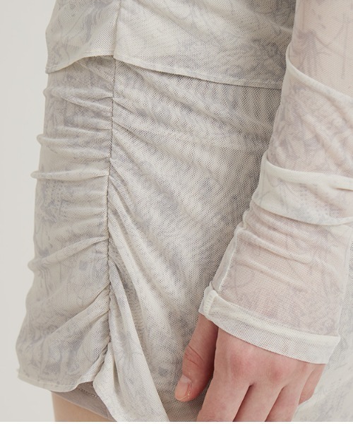 Seivson(セイヴソン)の「【Seivson】Cyber Muse Sheer Ruched Mesh Shorts Skirt(スカート・レディース・ホワイト/ピンク/ブラック・SMALL/MEDIUM)」の9枚目の写真