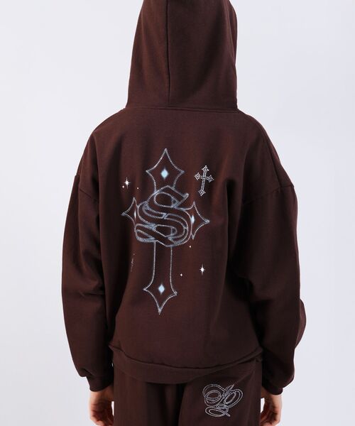 SEQUENZ（シークエンズ）】CROSS RHINE STONE ZIP P/K / パーカー