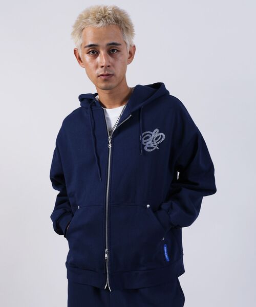 SEQUENZ（シークエンズ）】CROSS RHINE STONE ZIP P/K / パーカー