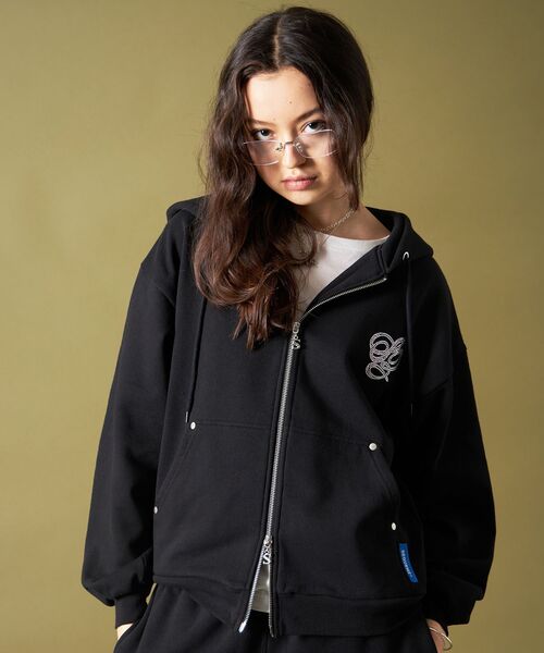 SEQUENZ（シークエンズ）】CROSS RHINE STONE ZIP P/K / パーカー