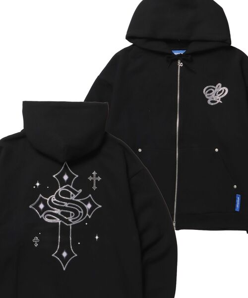 SEQUENZ（シークエンズ）】CROSS RHINE STONE ZIP P/K / パーカー