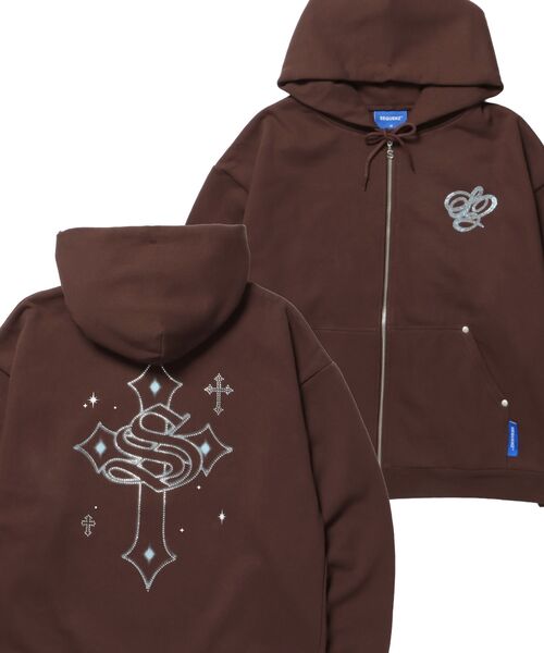 STONE 　ジップパーカー SEQUENZ（シークエンズ）】CROSS RHINE STONE ZIP P/K / パーカー