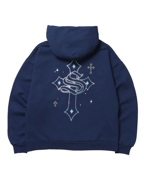 SEQUENZ（シークエンズ）】CROSS RHINE STONE ZIP P/K / パーカー