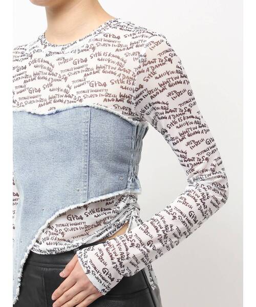 tシャツ GYDAデニムシアードッキングトップス レディース GYDAデニムシアードッキングトップス[品番：MKSW0065760]｜GYDA