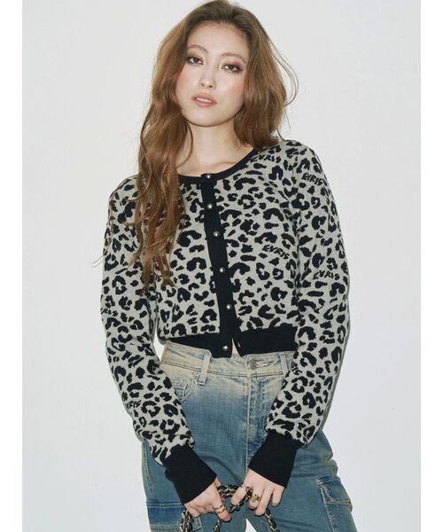 EVRIS（エヴリス）の「オリジナルレオパードカーディガン（カーディガン/ボレロ・レディース・ブラック/ブルー・FREE）」の3枚目の写真