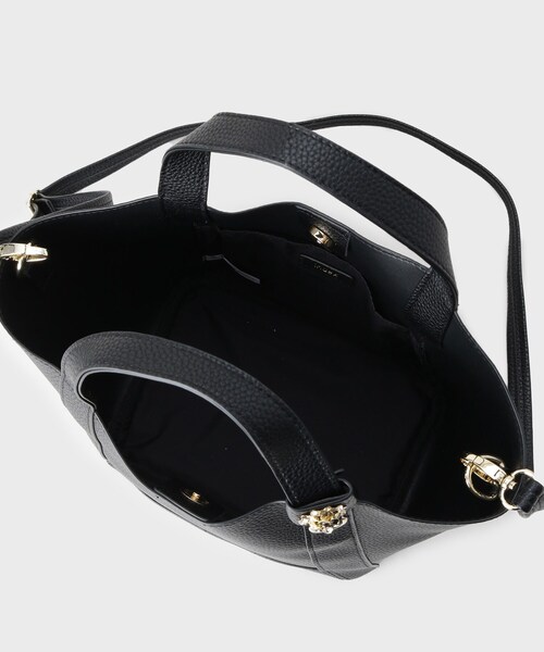 2WAY】フラワーパーツ付き合皮ミドルトートバッグ（トートバッグ