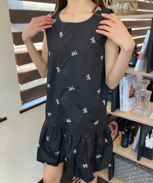 美品 MSGM ミニワンピース Aライン ノースリーブ 黒 刺繍 M 異素材 jy8301059_13.jpg