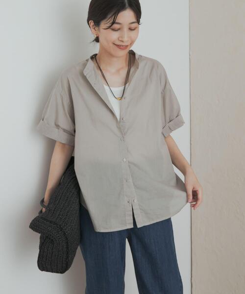 URBAN RESEARCH DOORS（アーバンリサーチドアーズ）の「製品染めロールスリーブブラウス（シャツ/ブラウス・レディース・カーキ/グレー系その他/オレンジ・MEDIUM）」の4枚目の写真