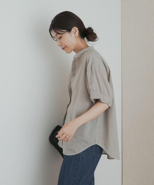 URBAN RESEARCH DOORS（アーバンリサーチドアーズ）の「製品染めロールスリーブブラウス（シャツ/ブラウス・レディース・カーキ/グレー系その他/オレンジ・MEDIUM）」の6枚目の写真