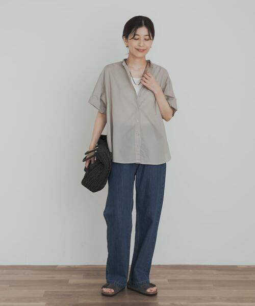 URBAN RESEARCH DOORS（アーバンリサーチドアーズ）の「製品染めロールスリーブブラウス（シャツ/ブラウス・レディース・カーキ/グレー系その他/オレンジ・MEDIUM）」の9枚目の写真