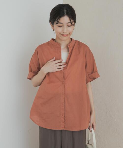 URBAN RESEARCH DOORS（アーバンリサーチドアーズ）の「製品染めロールスリーブブラウス（シャツ/ブラウス・レディース・カーキ/グレー系その他/オレンジ・MEDIUM）」の16枚目の写真