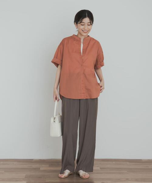 URBAN RESEARCH DOORS（アーバンリサーチドアーズ）の「製品染めロールスリーブブラウス（シャツ/ブラウス・レディース・カーキ/グレー系その他/オレンジ・MEDIUM）」の18枚目の写真