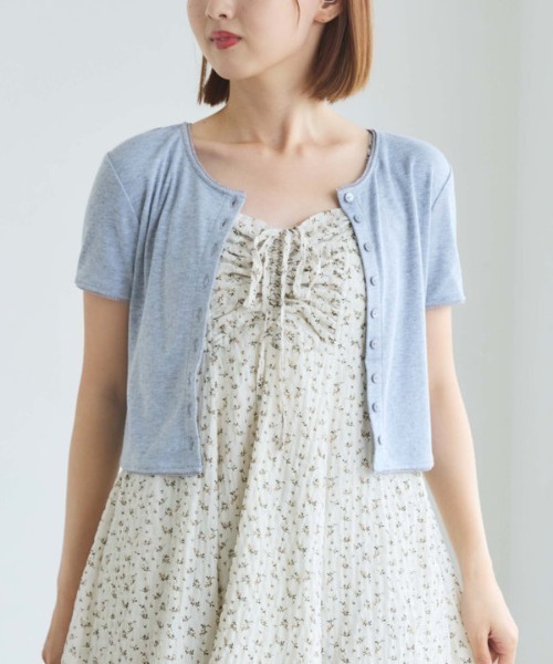 archives（アルシーヴ）の「針抜きハーフスリーブカーディガン（カーディガン/ボレロ・レディース・アイボリー/グレー/ネイビー・MEDIUM）」の2枚目の写真