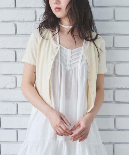 archives（アルシーヴ）の「針抜きハーフスリーブカーディガン（カーディガン/ボレロ・レディース・アイボリー/グレー/ネイビー・MEDIUM）」の7枚目の写真