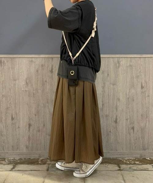 Right-on（ライトオン）の「HONEYSUCKLE ROSE(ハニーサックルローズ)【レディース】ナイロンタッサースカート（スカート・レディース・カーキブラウン/オフホワイト/ブラック・L/M）」の21枚目の写真