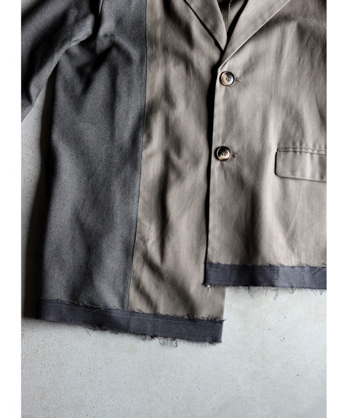 antiqua アンティカ 異素材切替デザインアシメジャケット antiqua（アンティカ）の「異素材切替デザインアシメジャケット