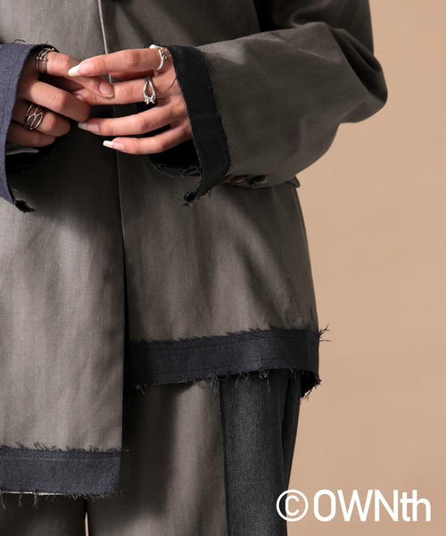 antiqua アンティカ 異素材切替デザインアシメジャケット antiqua（アンティカ）の「異素材切替デザインアシメジャケット