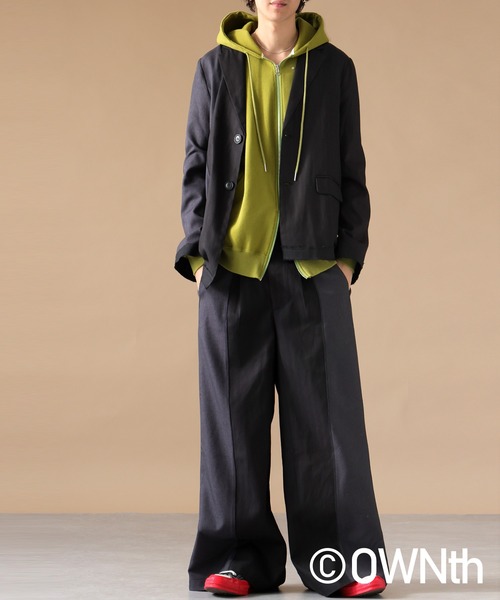 antiqua（アンティカ）の「異素材切替デザインアシメジャケット