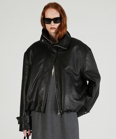 ジャケット・アウター THE CRIMIE / LEATHER CARDIGAN セール】LEATHER CARDIGAN（ライダースジャケット）｜CRIMIE
