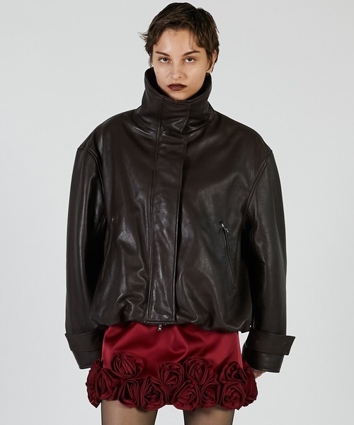 PRANK PROJECT（プランクプロジェクト）の「【Pre-Order】SHEEPレザハイネックーブルゾン / SHEEP Leather High Neck Blouson（その他アウター・レディース・ブラック/ブラウン・FREE）」の6枚目の写真