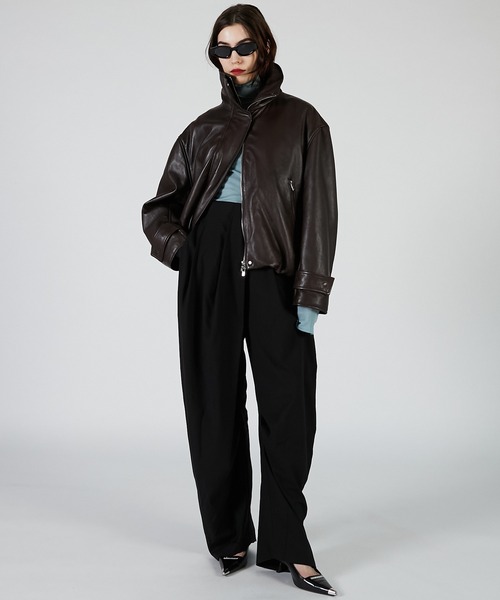 PRANK PROJECT（プランクプロジェクト）の「SHEEPレザハイネックーブルゾン / SHEEP Leather High Neck Blouson（その他アウター・レディース・ブラック/ブラウン・FREE）」の21枚目の写真