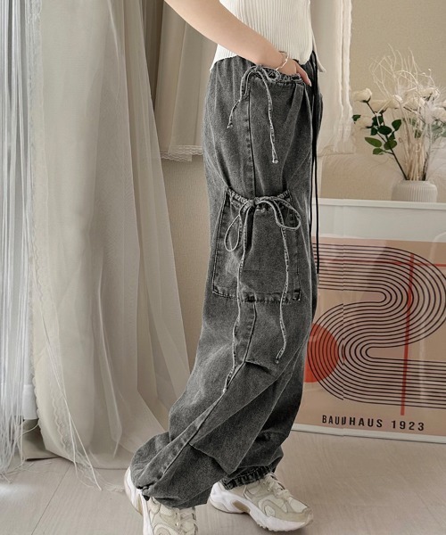 ReRe(リリ)の「ワイドシルエットカーゴパンツ(カーゴパンツ・レディース・ダークグレー/グレー/サックスブルー/ブルー・MEDIUM)」の12枚目の写真
