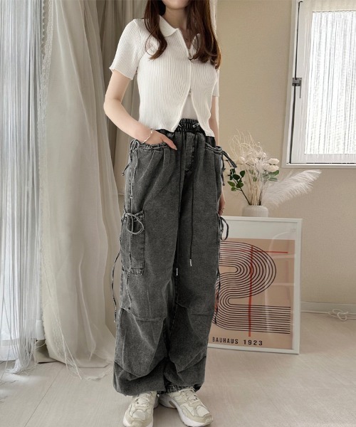 ReRe(リリ)の「ワイドシルエットカーゴパンツ(カーゴパンツ・レディース・ダークグレー/グレー/サックスブルー/ブルー・MEDIUM)」の13枚目の写真