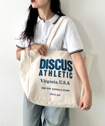 DISCUS（ディスカス）の「DISCUS/ディスカス キャンバス プリントトート/ブランドロゴ/ユニセックス/学生/マザーズ（トートバッグ）」