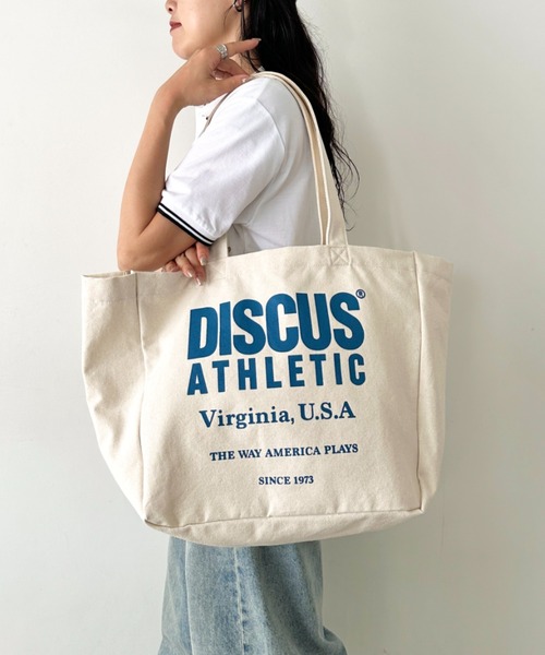 DISCUS（ディスカス）の「DISCUS/ディスカス キャンバス プリントトート/ブランドロゴ/ユニセックス/学生/マザーズ（トートバッグ・レディース・グリーン/レッド/ネイビー/オフホワイト/ブラック・FREE）」の7枚目の写真