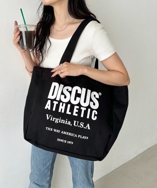 DISCUS（ディスカス）の「DISCUS/ディスカス キャンバス プリントトート/ブランドロゴ/ユニセックス/学生/マザーズ（トートバッグ・レディース・グリーン/レッド/ネイビー/オフホワイト/ブラック・FREE）」の13枚目の写真