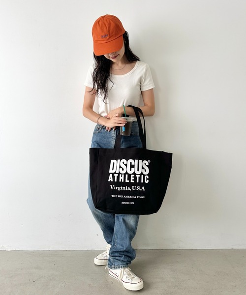 DISCUS（ディスカス）の「DISCUS/ディスカス キャンバス プリントトート/ブランドロゴ/ユニセックス/学生/マザーズ（トートバッグ・レディース・グリーン/レッド/ネイビー/オフホワイト/ブラック・FREE）」の17枚目の写真