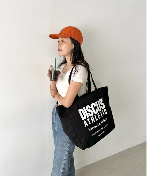 DISCUS（ディスカス）の「DISCUS/ディスカス キャンバス プリントトート/ブランドロゴ/ユニセックス/学生/マザーズ（トートバッグ・レディース・グリーン/レッド/ネイビー/オフホワイト/ブラック・FREE）」の15枚目の写真