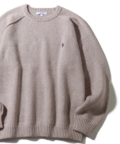 U.S. POLO ASSN.(ユーエスポロアッスン)の「【U.S. POLO ASSN./ユーエスポロアッスン】 ロゴ刺繍 ラグランスリーブ クルーネック ニット セーター(ニット/セーター・メンズ・ブラック/グレー/ネイビー/オートミール/カーキ・L/M/XL)」の4枚目の写真