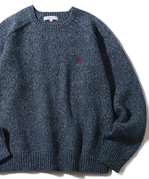 U.S. POLO ASSN.(ユーエスポロアッスン)の「【U.S. POLO ASSN./ユーエスポロアッスン】 ロゴ刺繍 ラグランスリーブ クルーネック ニット セーター(ニット/セーター・メンズ・ブラック/グレー/ネイビー/オートミール/カーキ・L/M/XL)」の1枚目の写真