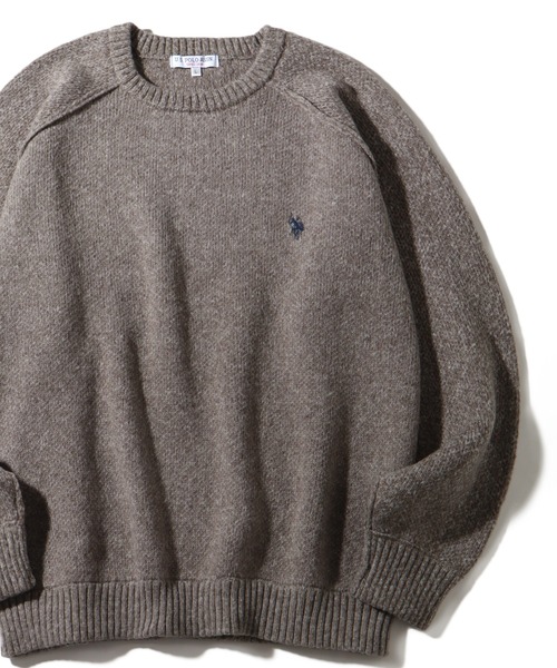 U.S. POLO ASSN.(ユーエスポロアッスン)の「【U.S. POLO ASSN./ユーエスポロアッスン】 ロゴ刺繍 ラグランスリーブ クルーネック ニット セーター(ニット/セーター・メンズ・ブラック/グレー/ネイビー/オートミール/カーキ・L/M/XL)」の5枚目の写真