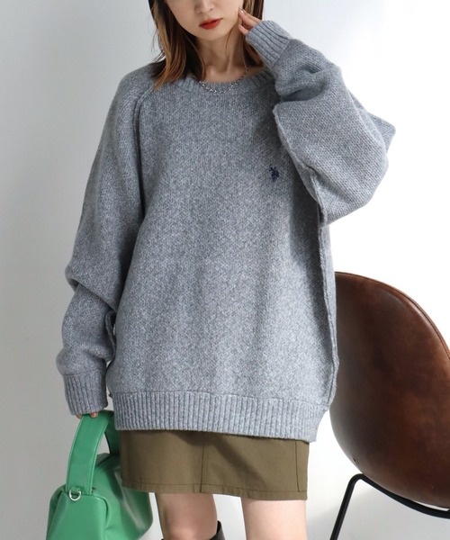 U.S. POLO ASSN.(ユーエスポロアッスン)の「【U.S. POLO ASSN./ユーエスポロアッスン】 ロゴ刺繍 ラグランスリーブ クルーネック ニット セーター(ニット/セーター・メンズ・ブラック/グレー/ネイビー/オートミール/カーキ・L/M/XL)」の7枚目の写真