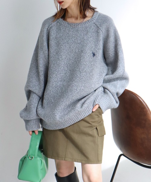 U.S. POLO ASSN.(ユーエスポロアッスン)の「【U.S. POLO ASSN./ユーエスポロアッスン】 ロゴ刺繍 ラグランスリーブ クルーネック ニット セーター(ニット/セーター・メンズ・ブラック/グレー/ネイビー/オートミール/カーキ・L/M/XL)」の6枚目の写真