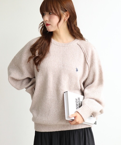 U.S. POLO ASSN.(ユーエスポロアッスン)の「【U.S. POLO ASSN./ユーエスポロアッスン】 ロゴ刺繍 ラグランスリーブ クルーネック ニット セーター(ニット/セーター・メンズ・ブラック/グレー/ネイビー/オートミール/カーキ・L/M/XL)」の11枚目の写真