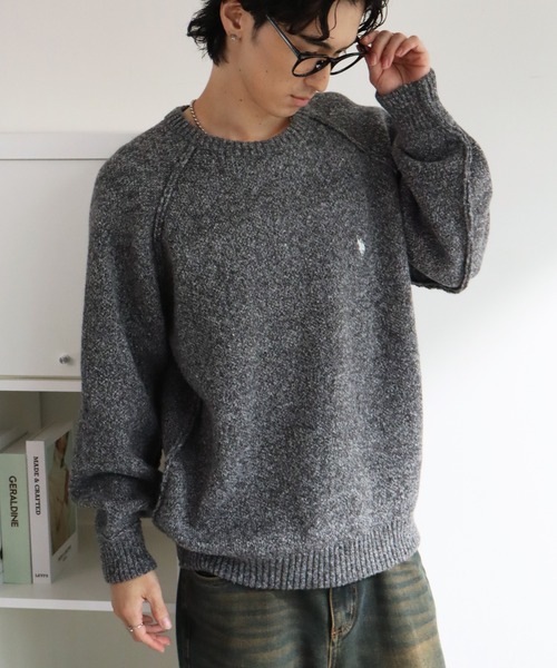 U.S. POLO ASSN.(ユーエスポロアッスン)の「【U.S. POLO ASSN./ユーエスポロアッスン】 ロゴ刺繍 ラグランスリーブ クルーネック ニット セーター(ニット/セーター・メンズ・ブラック/グレー/ネイビー/オートミール/カーキ・L/M/XL)」の13枚目の写真