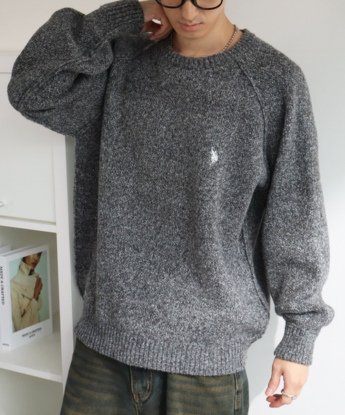 U.S. POLO ASSN.(ユーエスポロアッスン)の「【U.S. POLO ASSN./ユーエスポロアッスン】 ロゴ刺繍 ラグランスリーブ クルーネック ニット セーター(ニット/セーター・メンズ・ブラック/グレー/ネイビー/オートミール/カーキ・L/M/XL)」の14枚目の写真
