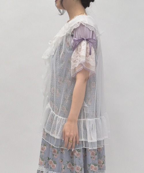 axes femme(アクシーズファム)の「ミドル丈ドットチュールガウン(カーディガン/ボレロ・レディース・ブラック/ホワイト・FREE)」の16枚目の写真