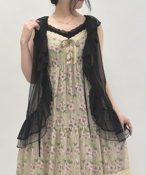 axes femme(アクシーズファム)の「ミドル丈ドットチュールガウン(カーディガン/ボレロ・レディース・ブラック/ホワイト・FREE)」の18枚目の写真
