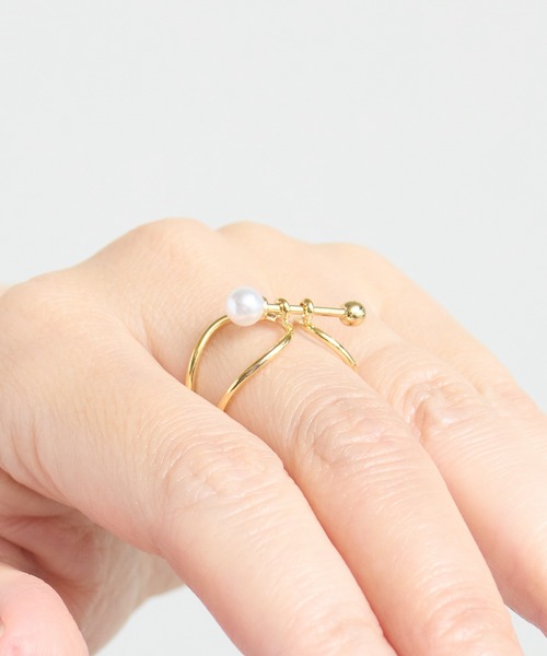 Zoule(ゾーラ)の「Zoule ゾーラ:ART RING dumbbell アート リング(リング・レディース・ゴールド/シルバー/ブラック・FREE)」の5枚目の写真